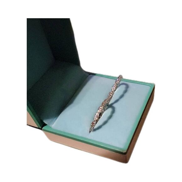 Gorgeous 925 Sterling Thin Scalloped Sim Diamond Stack Band Rings/Ring Guards #8 - Picture 2 of 4